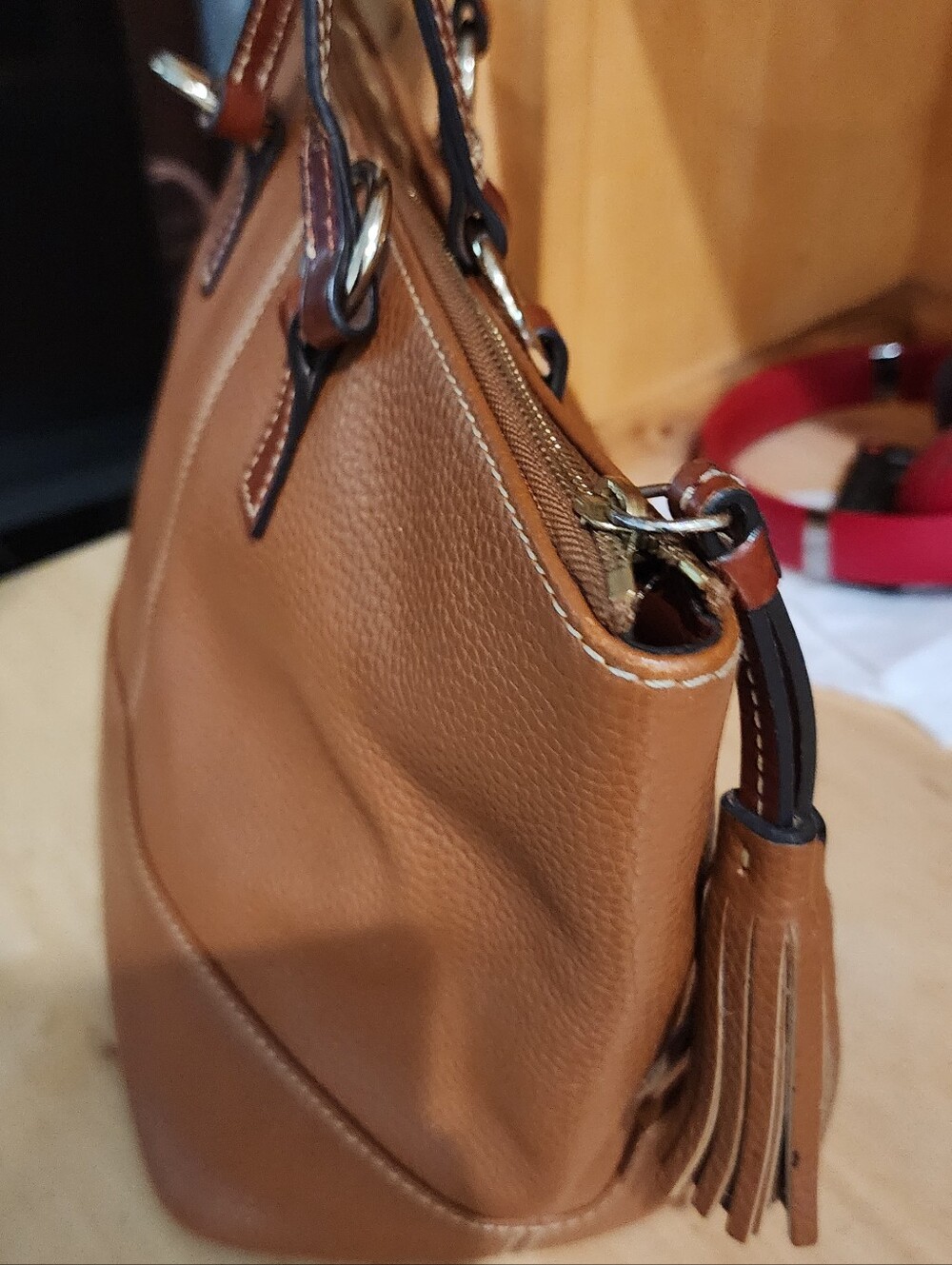 Dooney & Bourke Tan Leather Tote Bag - Picture 2 of 7
